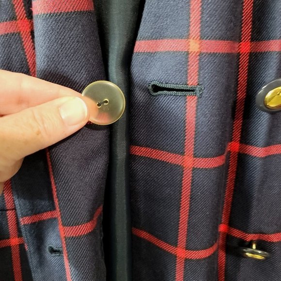 VTG Casual Corner Windowpane Plaid Blazer Womens Size 6 Gold Buttons & Pockets - Picture 7 of 16